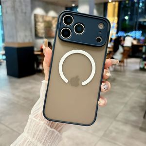 Matte Translucent Magnetic Phone Case for 17 Air 16 15 14 Plus 13 12 11 Pro Max Shockproof for Magsafe Wilreless Charge Cover