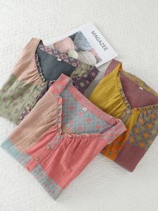 New Chinese Style Pure Cotton Double Layered Sleeveless Midi Nightgown Womens Summer Home Clothes Dress Casual Home Scene