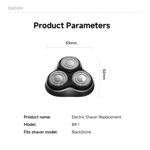 Enchen | ENCHEN Blackstones Replacement Electric Shaver Head BR-1 1 Piece Silver 3D Float Tripe Blade Electric Razor Cutter Heads