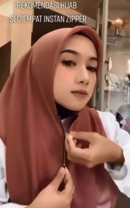 Hijab/jilbab Instan Zipper Segi Empat Instan Resleting Laser cut premium/kerudung Segi empat Instan Resleting laser cut
