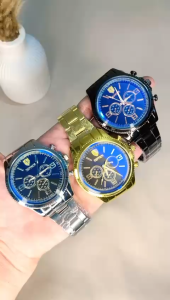 Jam Tangan Pria Analog  Dial Hitam + Strap Stainles Steel + Fashion Promo 50% + Gratis Ongkir