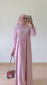 [Clearance] Dreamtale Baju Wanita Gaun Labuh Muslimah Veeya Muslimah Wear Muslimah Dress Ribbon Waist Abaya Dress Maxi Dress Baju Melayu WCO091