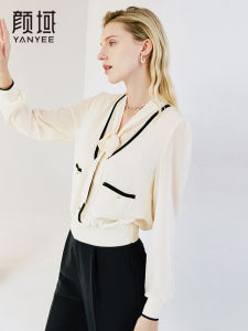 Elegant V-neck Long Sleeve Shirt Womens French Butterfly Knot Belted Slimming Summer New Arrival Simple Style Commute Shirt