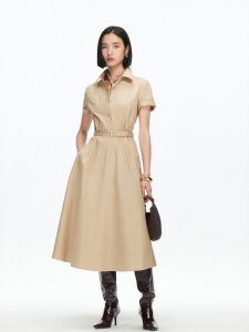 Vero Moda | Cotton A-Line Midi Dress With Belt And Sashes