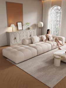 Puff Cotton Candy Sofa For Home Living Room Tofu Square Silent Cream Wind Straight Row Side Concubine Small Apartment In Stock