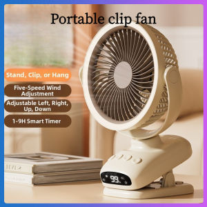 Taoxilife Circulation Fan 20000mah USB Charging 6-inch Shaking Clip Fan LED Digital Display Timed Desktop Fan with Night Light Wall Fan Camping Fan
