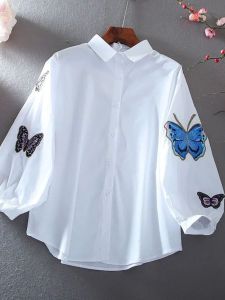 Casual Collar Long Sleeved Shirt Top Womens Street Style Loose Fit Button up Casual Shirt Spring Summer Fashion Ladies Top