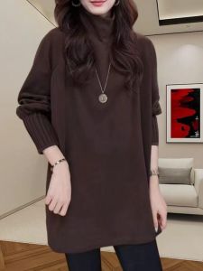 Loose Winter High Collar Long Sleeve Mid-Length Base Shirt Womens Casual Slimming Fashionable Inner Wear T-Shirt Trendy Top