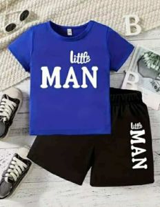 Little Man kids terno short cotton fit 2 to 4 yrs old