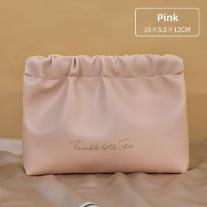 Wrinkled Makeup Bag With High Value Portable Waterproof Wouth Red Envelope Travel PU Wash Storage Bag Mini Carry-on Cosmetic Bag