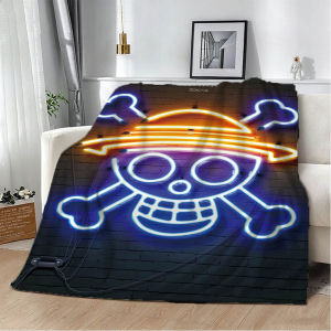 Bandai | 3D O-One P-Piece Anime Visual Neon Flannel Blanket Soft Throw Blanket Art For Home Decor Bedroom Bed Sofa Picnic Fans Gifts