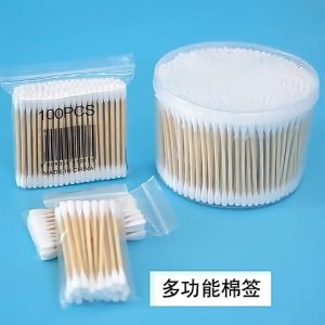 100pcs/Pack Cotton Tip Ear Cleaner Bamboo Stick Handle Cotton Swab Ear Nose Cosmetic Care