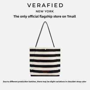 VERAFIED | Autumnal Slack Travel Large Capacity Striped Canvas Bag