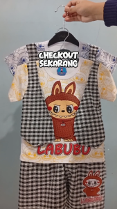 Setelan Baju rompi bayi anak laki laki motif ROMPI LABUBU usia baby 3-18 bln .
