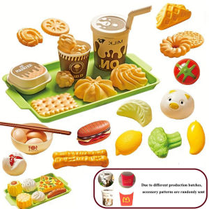 Kids Mini Kitchen Toy Pretends Play Simulated Food Hamburger Cookie Miniature Accessories for Children Girl Educational Gift