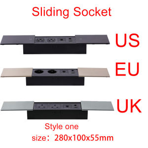 MANLEIKE Table Hidden Socket Embeded Sliding Cover Hidden Outlet Office Conference Desktop Socket With USBType-cNetwork Hdmi
