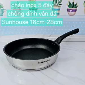 CHẢO CẠN INOX 5 ĐÁY SUNHOUSE IN16M4-IN28M4 - Dùng được trên tất cả các loại bếp