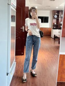 Áo Thun Cotton Tay Ngắn Mùa Hè Mỏng Màu Trơn Cổ Tròn Dáng Ôm Vừa Vặn Tay Lửng Thiết Kế Cổ Điển Phong Cách Hàn Quốc