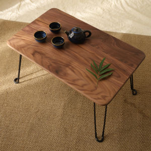 Black Walnut Bay Window Table Accessible Luxury Tatami Foldable Low Table Japanese Style Small Coffee Table Solid Wood Low Table Small Tea Table