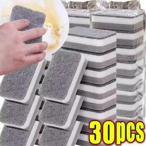 10/30Pcs 3-Layers Magic Cleaning Sponges / Reusable Pan Pot Scouring Pads / Kitchen Sponge Wipes / Household Brush Cleaning Tools