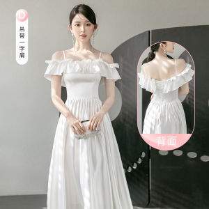 Váy Cưới Satin Trắng Thanh Lịch Cho Đám Cưới Mùa Đông Váy Dự Tiệc Sinh Nhật Váy Cưới Thanh Lịch Thường Ngày Cho Phụ Nữ Từ 18-25 Tuổi