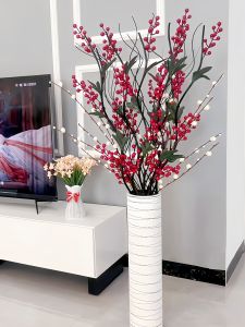 Lifelike Artificial Flowers Home Decorative Accessories Living Room Floor Standing Dry Flower Bouquet next to TV Set