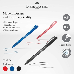 Faber Castell Ball Pen 0.5mm / 0.7mm (Black / Blue / Red)