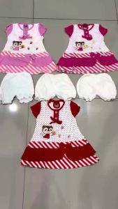 SETELAN DRESS BAYI + CD / SET DRESS BAYI POLKADOT PINK & RED / SETELAN ROK ANAK BAYI PEREMPUAN LUCU / DRESS BABY GIRL PITA / DRESS CANTIK BABY NEWBORN - 1 TAHUN