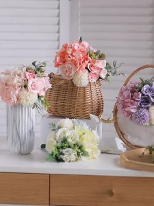 กุหลาบประดิษฐ์ ช่อดอกไม้ตกแต่งงานแต่งงาน เครื่องประดับบ้าน