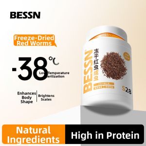 BESSN | Freeze-Dried Red Worms Fish Food for Guppies Tropical Fish