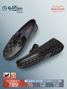 Goldlion Mens Slip-On Loafers Breathable Business Shoes Spring Autumn Fashion Casual Comfortable Leather Footwear for Men