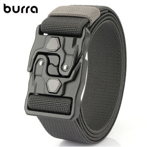 New Aluminum Alloy Buckle Tactical Waist Belt Micro Elastic Woven Canvas Belt Quick Release Plug Buckle Pants Belt for Men