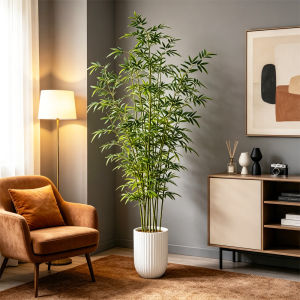 Kmitang | 160-270cm Large Artificial Bamboo Tree Fake Palm Plant Faux Fern Bamboo Plants Plastic Bambusa Trees Leaf For Home Garden Decor