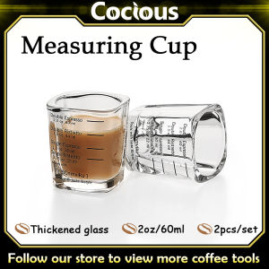 Cocious Square Espresso Shot Glasses Thickened Wall Ounce Cup 60ml Measuring Scales Coffee Cup Shot-Glass
