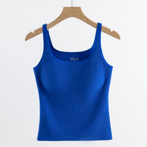 MiiOW | เสื้อกั๊กสายเดี่ยวผ้าไหมน้ำแข็งสำหรับผู้หญิงในช่วงฤดูร้อน ทรงบาง ไร้ตะเข็บ ดีไซน์หลังสวยงาม เสื้อแขนกุดแบบสวมหัว