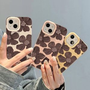For iPhone 14 Pro max Oil painting flowers ins Trendy shell 13 12 11 15 8plus 7plus iPhone Case XR X Xs Max 11pro