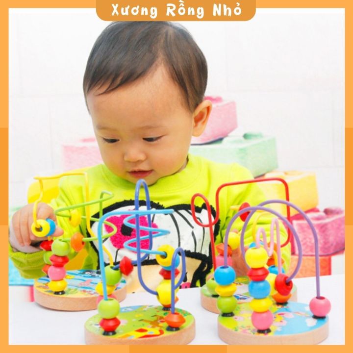 Đồ chơi luồn hạt size nhỏ cho bé, đồ chơi gỗ trẻ em, giáo cụ montessori, Xương Rồng Nhỏ