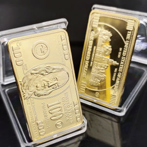 1 Thỏi Vàng 24K Hình Thanh Đồng Tiền Kim Loại Mỹ 100 Đô La Thỏi Vàng USD - Quà Tặng Tiền Tệ Sưu Tập