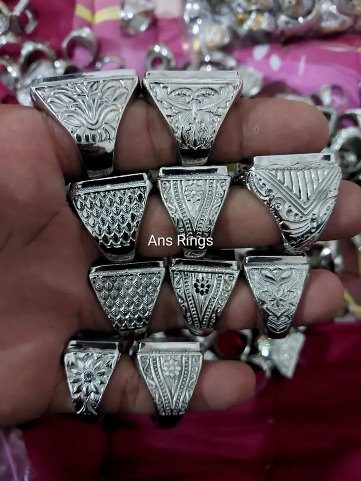 1Kodi 20pcs Ring Cincin Emban Akik Alpaka Dimensi Kotak Tebal