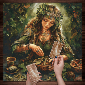 VIKAMA Dryas Square Altar Cloth With Nature-Inspired Mysterious Tablecloth Delicate Flower Animal Design Durable Tarot Mat