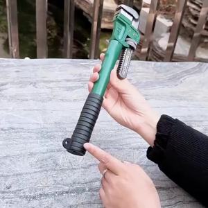 8/10/12/14 Inch Heavy-Duty Steel Pipe Wrench Set Adjustable Straight Plumbing Wrench with Soft Grip Handle