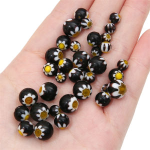 6/8/10mm Handmade Lampwork Glass Beads Sun Flower Beads for Earring Bracelet Necklace Keychain DIY Jewelry Making