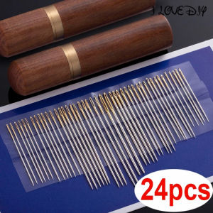 12/24Pcs Blind Kim Lớn Lỗ Kim Thép Không Gỉ Cho May Hộ Gia Đình DIY Jewerly Làm Dây Beading Threading Needles