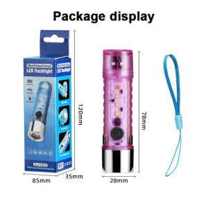 USB Rechargeable Flashlight Portable EDC Pocket Flash Light 6 Modes Outdoor Hiking Camping Mini Flashlight with Tail Magnet