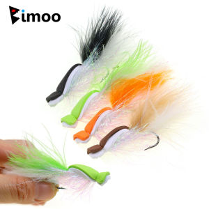 4PCS #2 Marabou Feather Tail Gurgler Fly Barbed Floating Foam Dry Fly Top Water Fly Trout Pike Bass Saltwater Fishing Lures
