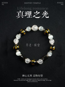 Black Agate Cats Eye Stone Snake Year Lucky Charm Bracelet Crystal Six-word Adage Destiny Temple Natural Semi-precious Jewelry