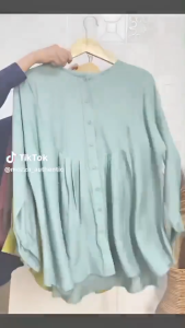 Blouse Atasan Wanita Linen Oversize - Atasan Wanita Lengan Panjang - Kemeja Wanita Jumbo Kekinian