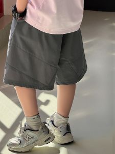Zhenpinxuan Boys Shorts Summer Thin Cool Feeling Sports Pants Large Children Five-Quarter Length Casual Nylon Fabric mid Waist