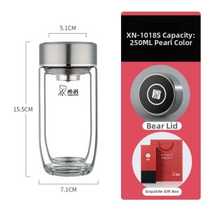 HEENOOR | Portable Double-Layered Glass Water Cup with Infuser