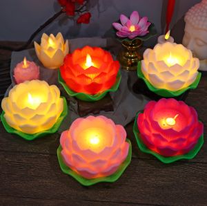 🔥 รวดเร็ว ความละเอียดไม่น้อย สัญลักษณ์สัญลักษณ์ของพระพุทธเจ้า โคมไฟดอกบัวเทียน LED อิเล็กทรอนิกส์ การจำลองพระพุทธ ใช้เวลาไม่นาน คุณภาพ 555